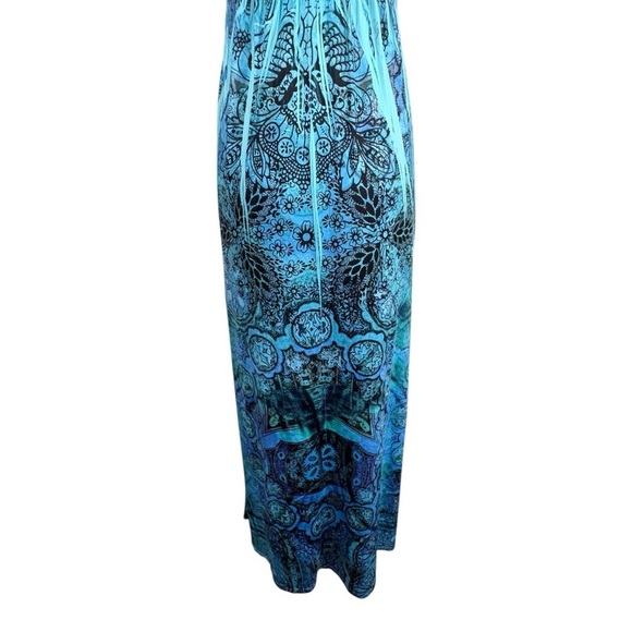 Style & Co Y2k Style Sleeveless Burn Out Jersey Maxi Dres Blue Size Small - Picture 7 of 9
